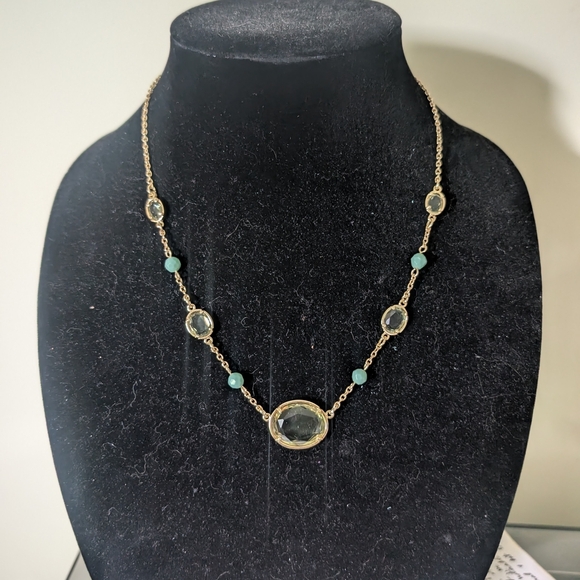 Vintage Carolee Gold and Green Necklace - Picture 2 of 12